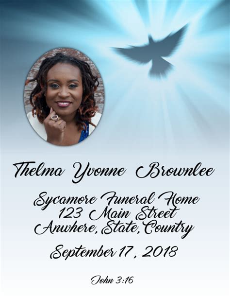 Dove Funeral Program Cover Template Postermywall