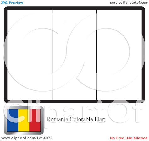 Clipart Of A Coloring Page And Sample For A Romania Flag Royalty Free