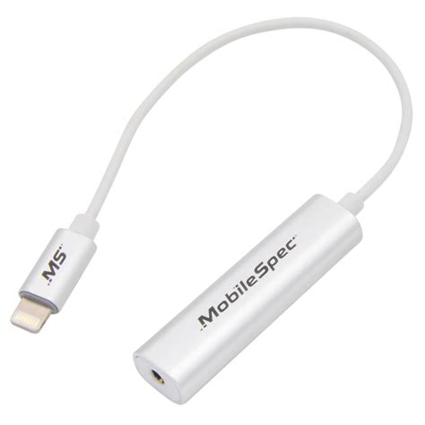 Mobilespec Lightning To 35mm Auxiliary Adapter White