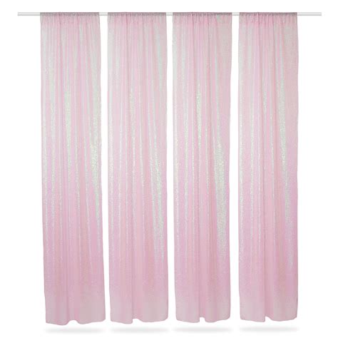 Lanns Linens Set Of 4 Sequin Backdrop Curtains 2ft X 8ft Pink