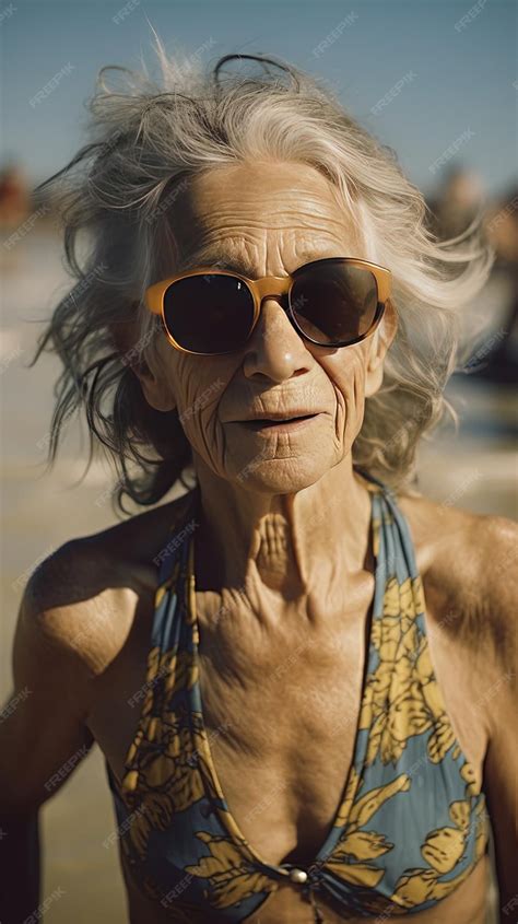 Premium Ai Image Portrait Of A Beautiful Old Skinny Lady Wearing