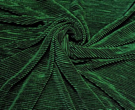 Emerald Green Color Crushed Polyester Pleated Satin Fabric ~ 59 Wide