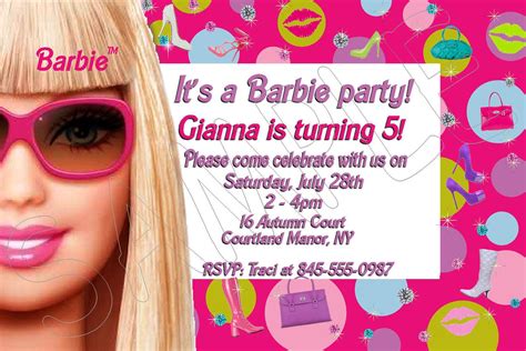 Free Printable Barbie Birthday Invitations Barbie Birthday Invitations