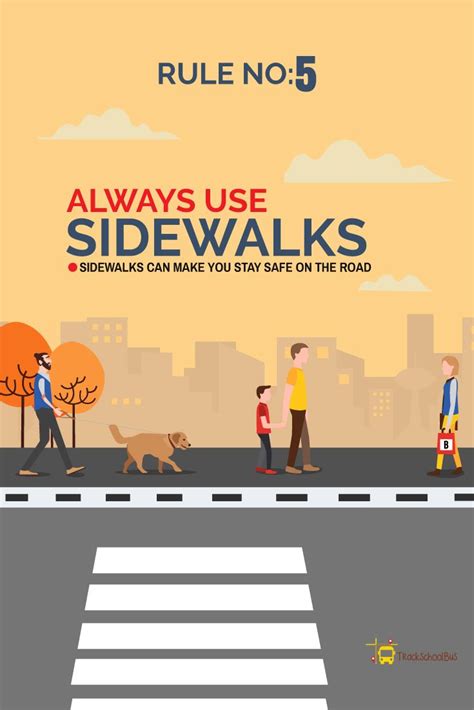 Road Safety Rules Rule No5 Always Use Sidewalks Road Safety Tips