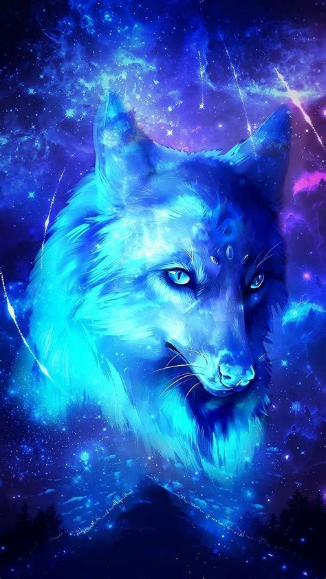 Lobo galáctico estrella fugaz azul frío Lobo galáctico Fondo de