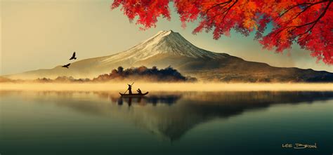 Mt Fuji In Autumn In 2021 Fuji Painting Autumn