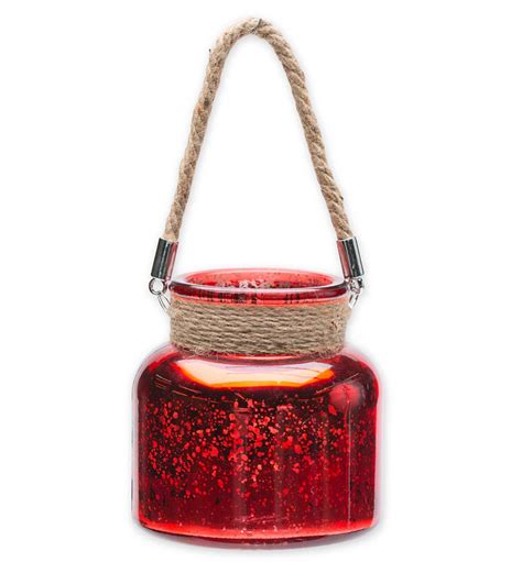 Mercury Glass Jar With Led Lights Red Wind And Weather