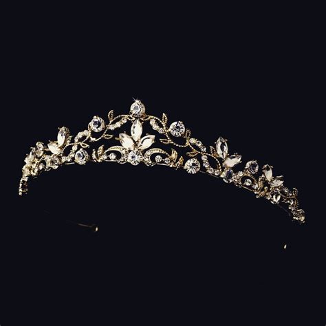 The Audrey Delicate Light Gold And Crystal Tiara Crystal Tiaras