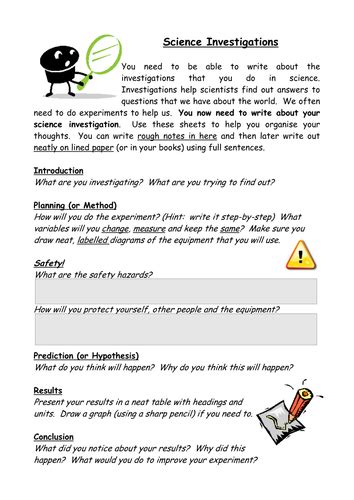 Science Investigation Writing Frame Teaching Resources