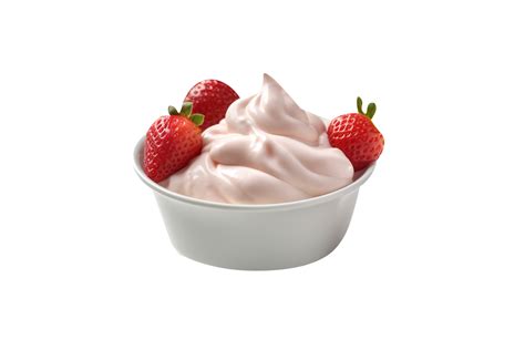 Bowl Of Strawberry Yogurt On Transparent Background PNG