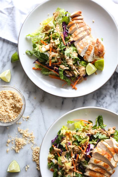 Makes a nice main dish for lunch or dinner. Easy Asian Chicken Salad with Peanut Dressing - Feed Me Phoebe