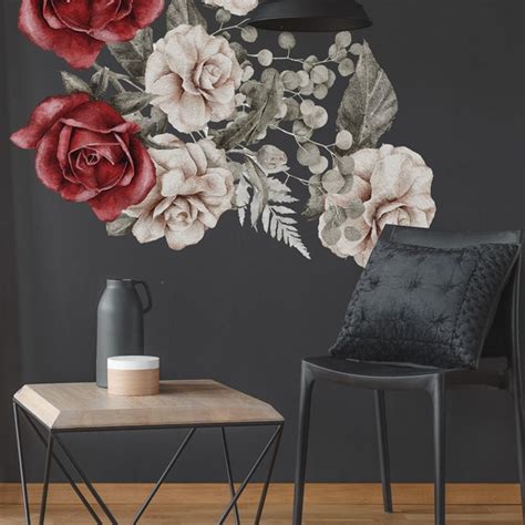 Rose Wall Decal Etsy