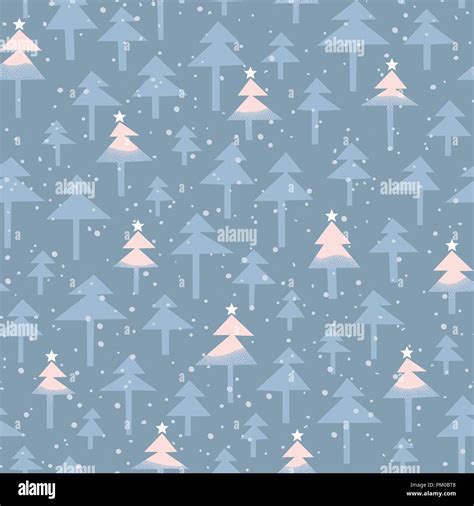 Cute Trendy Abstract Christmas Pastel Pink And Blue Shaded Trees Stars