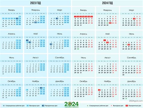 Календарь 2024 с праздничными днями и выходными по месяцам