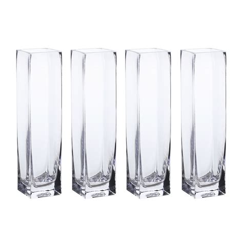 Clear Square Glass Vase Set Of 4 235x10inch