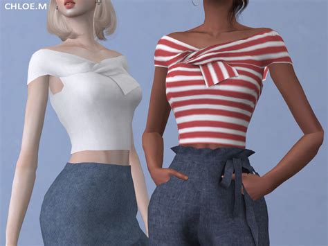 Chloem — Off The Shoulder Top Created For The Sims 4 7