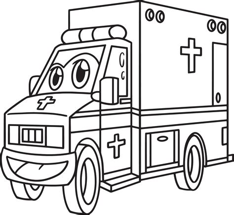 ambulancia con vehículo de cara página para colorear para niños