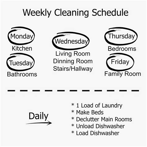 Happy At Home Weekly Cleaning Schedule Weekly Cleaning Schedule How