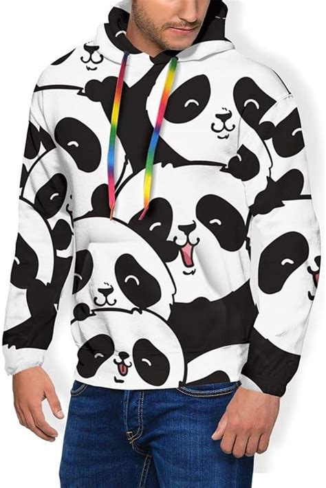 Cute Pandas Active Hoodies Men Sweatshirts Plus Velvet