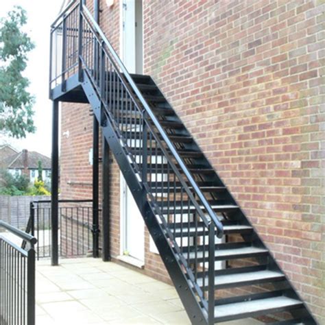 Diy Industrial Hot Galvanized Carbon Metal Steel Straight Staircase Outdoor