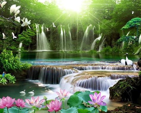 Waterfall Flowers Wallpapers Top Free Waterfall Flowers Backgrounds