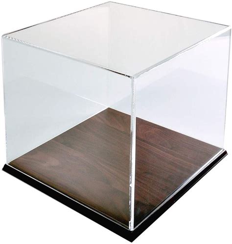 Display Box Case With Wood Base 12 5 X 12 X 12 Acrylic Cube For Protecting Collectibles