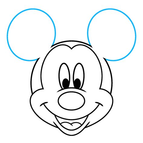 Mickey Mouse Face Drawing Step By Step
