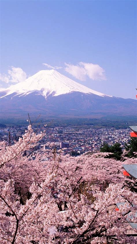 富士山と桜 Iphonexスマホ壁紙待受画像ギャラリー Mount Fuji Asian Landscape Fuji