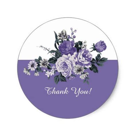 Thank You Stickers Romantic Violet Flowers In 2021