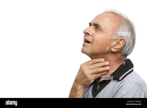 Old Man Suffering From Neck Pain Stock Photo Alamy