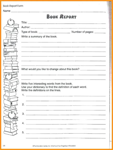 Free Printable Book Report Template 6th Grade