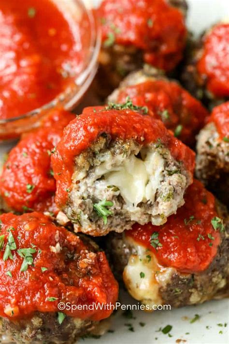 Mozzarella Stuffed Meatballs In Homemade Tomato Sauce Spend With