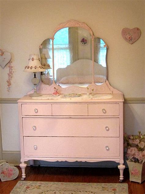 Pretty Pink Antique Dresser With Tiara Mirror Pink Furniture Upcycled