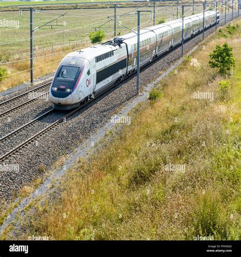 A Tgv Duplex High Speed Train In Carmillon Livery From French Company