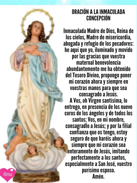 OraciÓn A La Inmaculada ConcepciÓn Inmaculada Madre De Dios Reina De