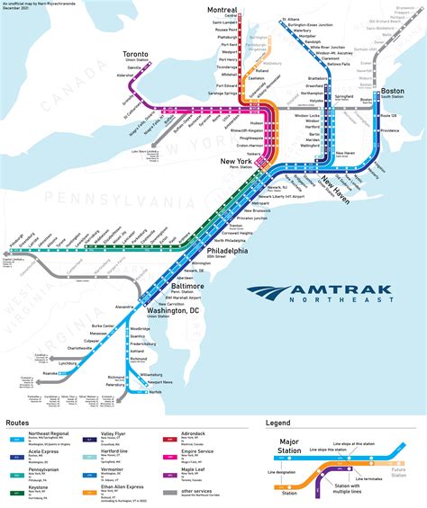 Oc Amtrak Northeast A Map Of All Amtrak Services Which Either Run