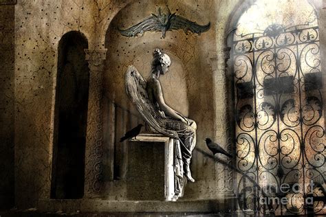 Gothic Surreal Angel With Gargoyles And Ravens Photograph By Kathy Fornal