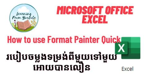 Microsoft Office Excel How To Use Format Painter Quick