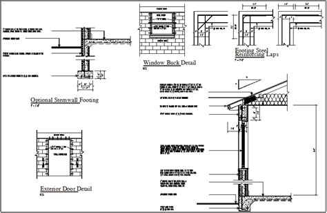 Structural Detail View Of Footing With Door And Window Detail Dwg File