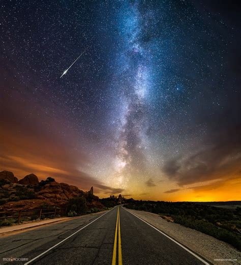 Landscape Long Exposure Stars Road Milky Way