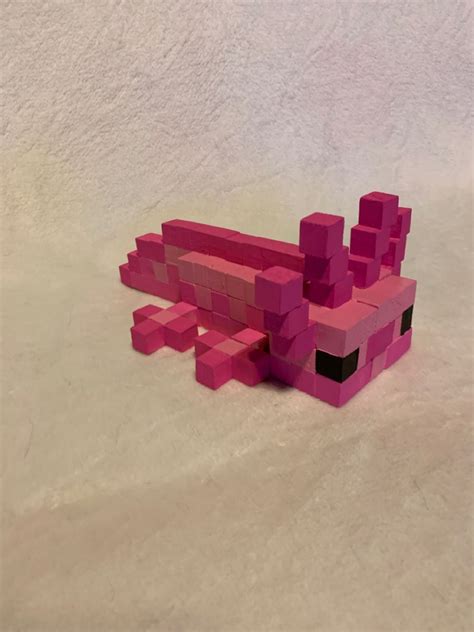 Handmade Minecraft Axolotl Block Art Diy Minecraft Decorations