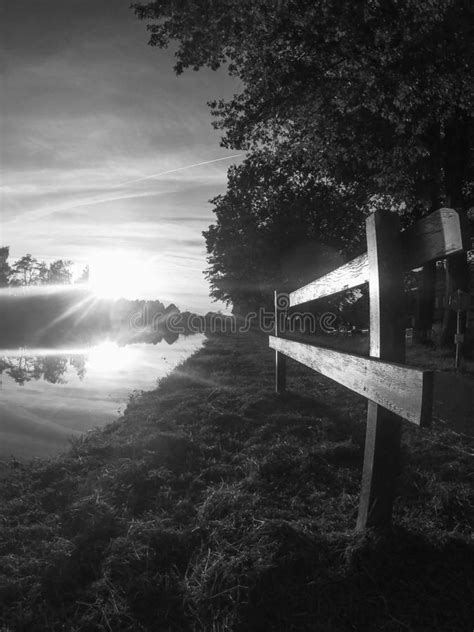 Monochrome Scenic River Landscape With Reflections Stock Image Image