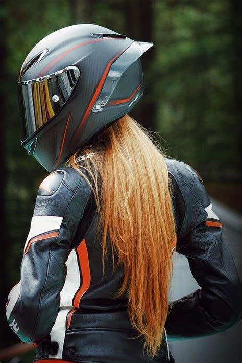 Hot Blonde Girl In AGV Pista GP R Motorcycle Helmet Girl Riding Motorcycle Biker Photoshoot