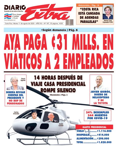 Portada De Diario Extra Martes 11 De Agosto 2020 PeriÓdico Digital Y