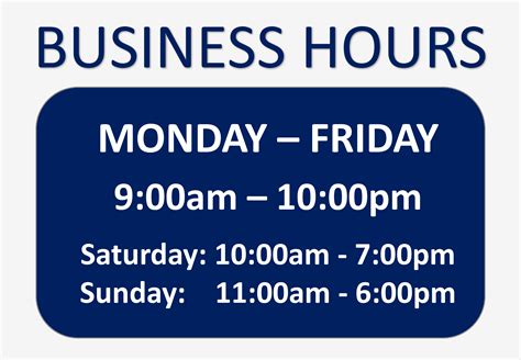 Business Hours Sign Template Free Nismainfo