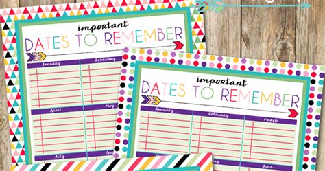 Two Free Printable Date To Remember Calendars With Colorful Stripes And