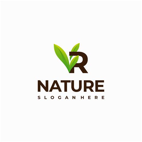 R Letter Leaf Initial Nature Logo Designs Modern Letter Green Nature