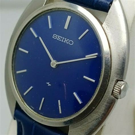 Vintage Seiko Chariot 2220 0270 Blue Dial Manual Winding Mens Watch