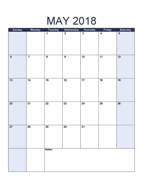 May 2018 Calendar Free Printable Calendar Templates
