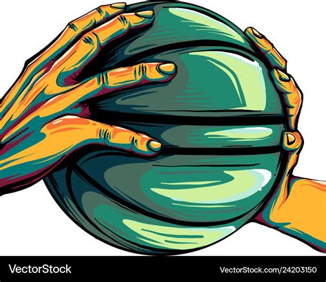 Two Hands Holding A Basketball Ball Royalty Free Vector